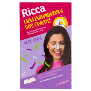 Adesivo Removedor de Cravos para Nariz Ricca Com 3 Unidades