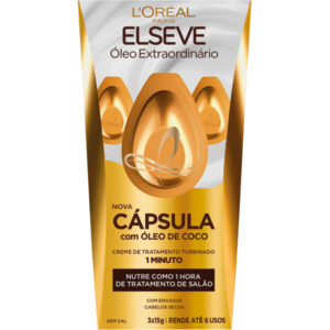 Cápsula de Tratamento Loreal Elseve Óleo de Coco Com 15g Com 3 Unidades