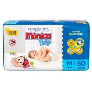 Fralda Turma da Mônica Baby Tamanho M Com 50 Unidades