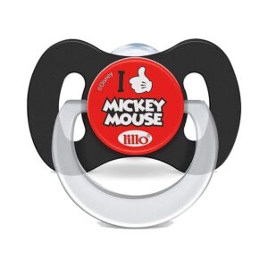 15366325907-7896033204767.jpg Chupeta Lillo Funny Ortodôntica Mickey Mouse Preto Com Vermelho Tamanho 2 Unidade