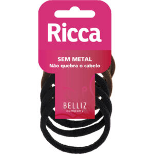Elástico de Cabelo Ricca Sem Metal 15mm Ref-903 Com 10 Unidades