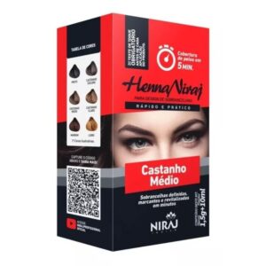 15366329077-7898583340537.jpg Henna para Sobrancelha Niraj Castanho Médio Com 1,5g