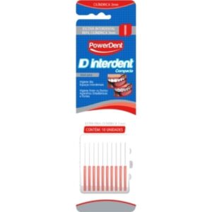 Escova Dental Powerdent Interdental Cilindrica Extra Fina 3mm Com 10 Unidades
