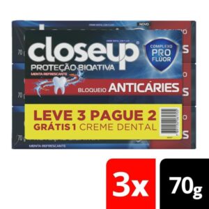Creme Dental CloseUp Bioativa Bloqueio Anti Caries Com 70g Com 3 Unidades
