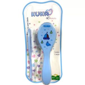 Conjunto Escova e Pente Kuka Soft Azul Ref-7257 Unidade