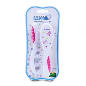 Conjunto Escova e Pente Kuka Soft Rosa Ref-7258 Unidade