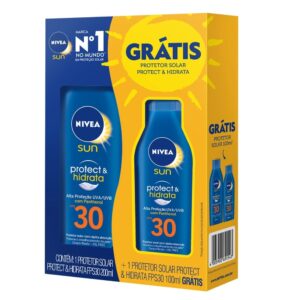 15366335281-4005900695543.jpg Kit Protetor Solar Nivea Sun Protect e Hidrata FPS 30 200ml + Protetor Solar Nivea FPS 30 100ml