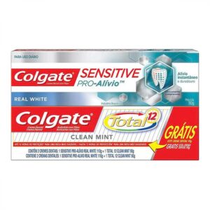 Kit Creme Dental Colgate Sensitive Pró Alívio Real White Com 110g + Colgate Total 12 Com 90g