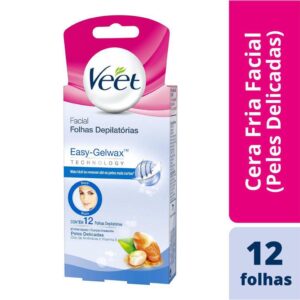 Folha Depilatória Facial Veet Pele Delicada Com 12 Unidades