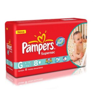 15366336934-7501007498706.jpg Fralda Pampers SuperSec Tamanho G Com 8 Unidades