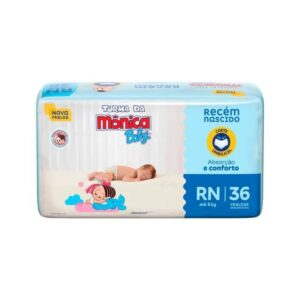 Fralda Turma da Mônica Baby Jumbo Tamanho RN Com 36 Unidades