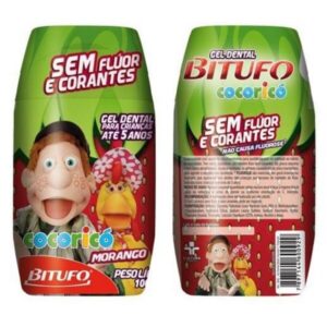 Gel Dental Bitufo Cocoricó Sem Flúor Morango Com 100g