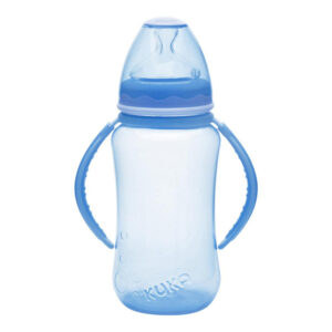 Mamadeira Kuka Aquarela Ortodôntica Azul Big Com Alça 330ml Ref-1401 Unidade