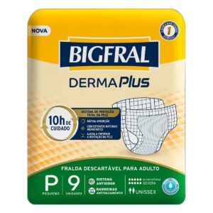 15366338413-7896012880166.jpg Fralda Bigfral Derma Plus Tamanho P Com 9 Unidades