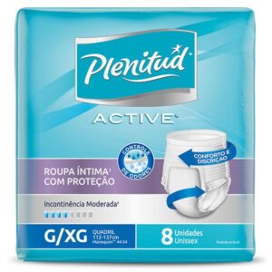 Fralda Geriátrica Plenitud Active Unissex Tamanho G-XG Com 8 Unidades