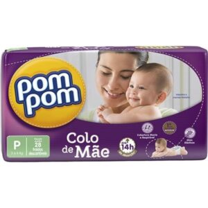 Fralda Pom Pom Jumbo Colo de Mãe Tamanho P Com 28 Unidades
