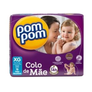 Fralda Pom Pom Jumbo Colo de Mãe Tamanho XG Com 16 Unidades