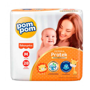 Fralda Pom Pom Jumbo Protek Proteção de Mãe Tamanho M Com 28 Unidades