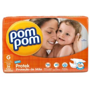 Fralda Pom Pom Jumbo Protek Tamanho G Com 27 Unidades
