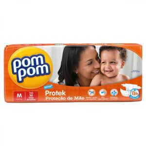 Fralda Pom Pom Jumbo Protek Tamanho M Com 30 Unidades