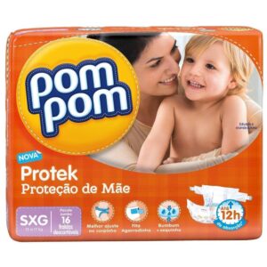 Fralda Pom Pom Jumbo Protek Tamanho XXG Com 18 Unidades