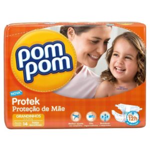 Fralda Pom Pom Proteção de Mãe Grandinhos Com 14 Unidades