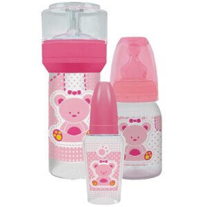 Kit Mamadeira Lillo Evolution Primeiros Passos Rosa Com 3 Unidades