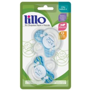 Kit Chupeta Lillo Ortodôntica Mamãe e Papai Azul