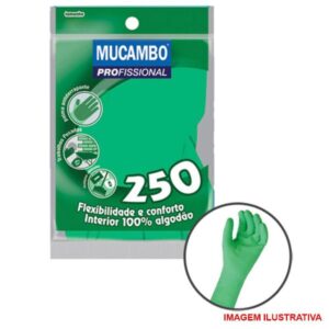 15366342148-7896098802502.jpg Luvas de Látex Mucambo Forrada Multiúso PRO 250 Verde Com 1 Par