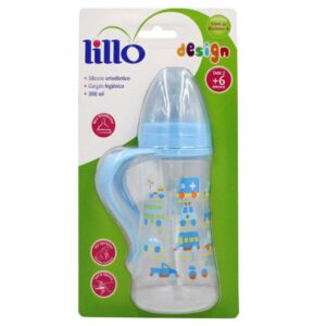 Mamadeira Lillo Design Clean Silicone Com Alça Azul 300ml
