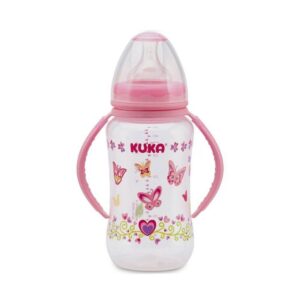 Mamadeira Kuka Big Natural Com Alça Rosa 330ml