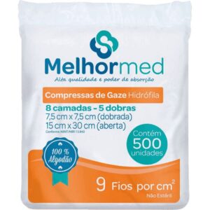 Compressa de Gaze UltraCotton Não Estéril 7,5cm x 7,5cm 9 Fios Com 10 Unidades