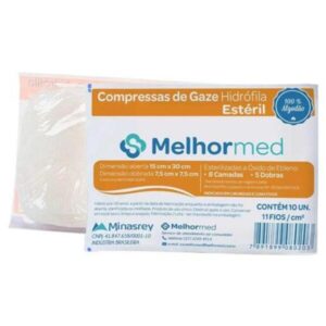 Compressa de Gaze Melhormed 11 Fios 7,5cm x 7,5cm Com 10 Unidades