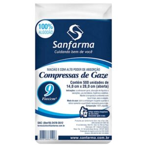 Compressa de Gaze Sanfarma 9 Fios Com 10 Unidades