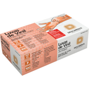 Luvas de Vinil Descarpack Tamanho Pequeno Sem Pó Com 100 Unidades