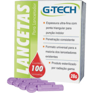 Lancetas Para Lancetador G-Tech 28G Com 100 Unidades