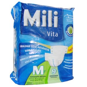 Fralda Geriátrica Mili Vita Care Premium M Com 9 Unidades