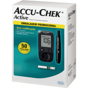 15366345213-4015630084029.jpg Kit para Controle de Glicemia Accu Chek Active + 50 Tiras