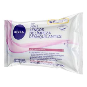 Lenço Demaquilante Nivea 3 em 1 Ação Hidratante Com 25 Unidades
