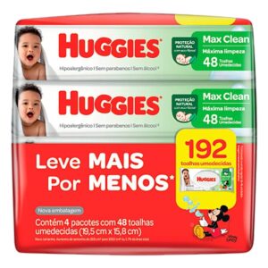 Lenço Umedecido Huggies Max Clean 48 Unidades Leve 4 Pague 3 Unidades