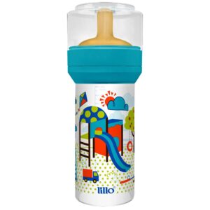 Mamadeira Lillo Super Divertida Bico Latex Cor Azul 260ml