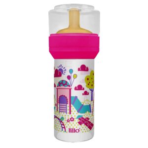 Mamadeira Lillo Super Divertida Bico Latex Cor Rosa 260ml