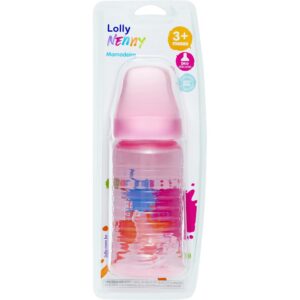 Mamadeira Lolly Baby Big Clean Silicone Redondo Rosa 340ml