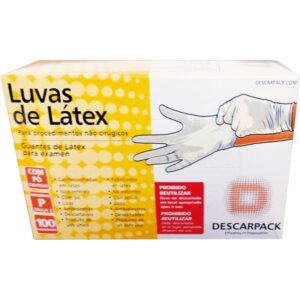 15366348444-7898283814666.jpg Luvas de Latex Descarpack Tamanho Pequena Com 100 Unidades