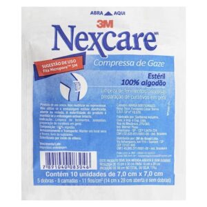 Compressa de Gaze Estéril Nexcare 7,5cm x 7,5cm Com 10 Unidades