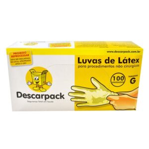 15366349488-7898283814680.jpg Luvas de Latex Descarpack Sem Pó Tamanho G Com 100 Unidades