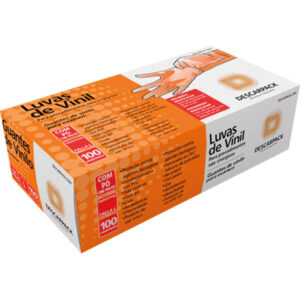 Luvas de Vinil Descarpack Sem Pó Tamanho P Com 100 Unidades