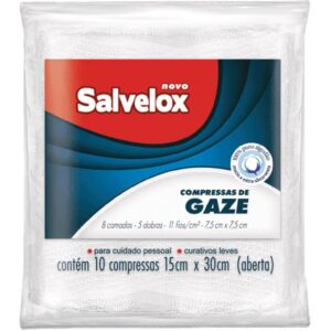 Compressa de Gaze Estéril Salvelox 11 Fios 7,5cm x 7,5cm Com 10 Unidades