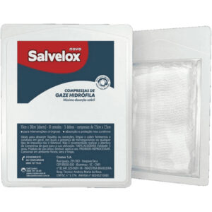 Compressa de Gaze Estéril Salvelox 11 Fios 7,5cm x 7,5cm Com 5 Unidades