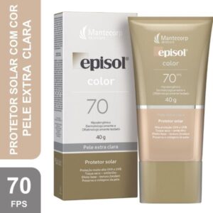 Protetor Solar Episol Color FPS 70 Pele Extra Clara Com 40g